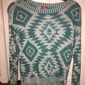 Blue tribal print sweater